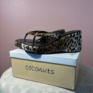 y2k leopard / cheetah print Coconuts by Matisse platform wedge sandals
